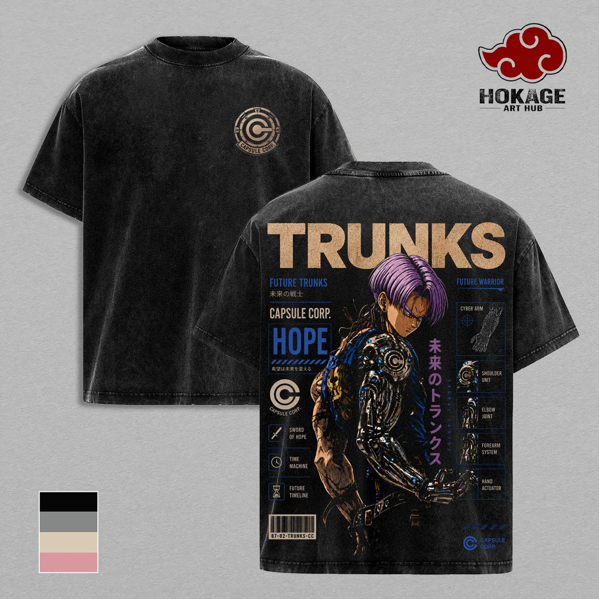 Future Trunks Capsule Corp DBZ Anime Vintage Washed Tee