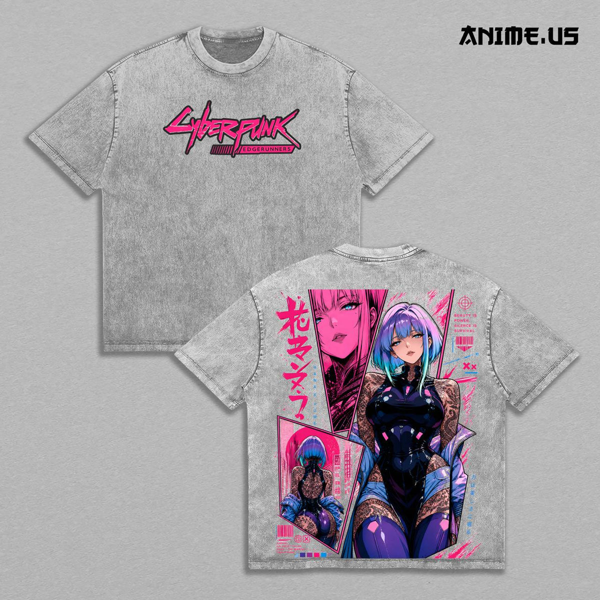 Lucy Cyberpunk Edgerunners Night City Anime Vintage Washed Tee