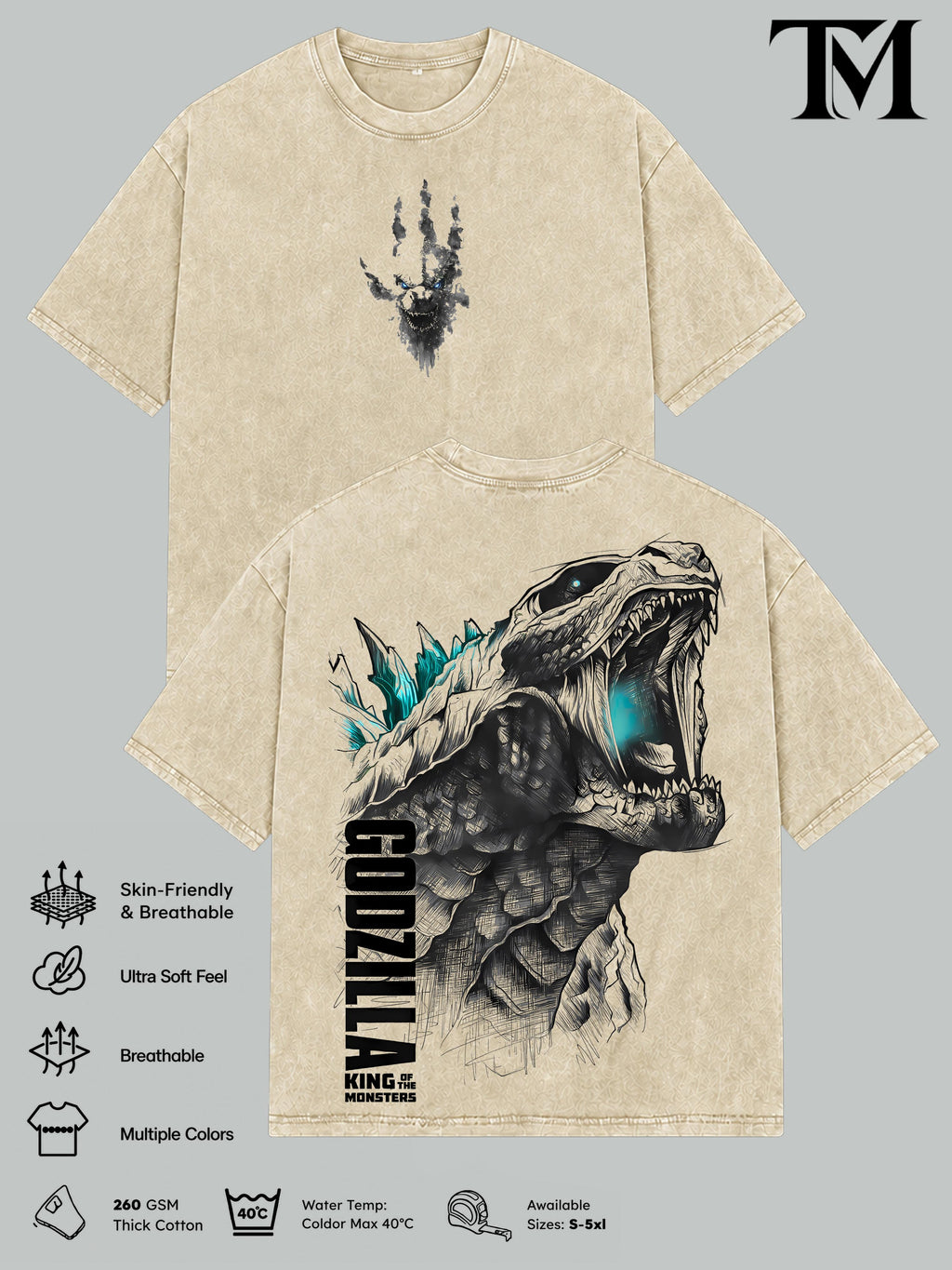 Godzilla Kaiju Monster Movie Vintage Washed Tee