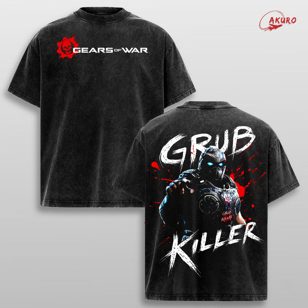 Gears of War Grub Killer Xbox Video Game Graphic Tee Oversized Soft Cotton T Shirt Vintage Washed Gaming Streetwear Menswear Top Gamer Gift