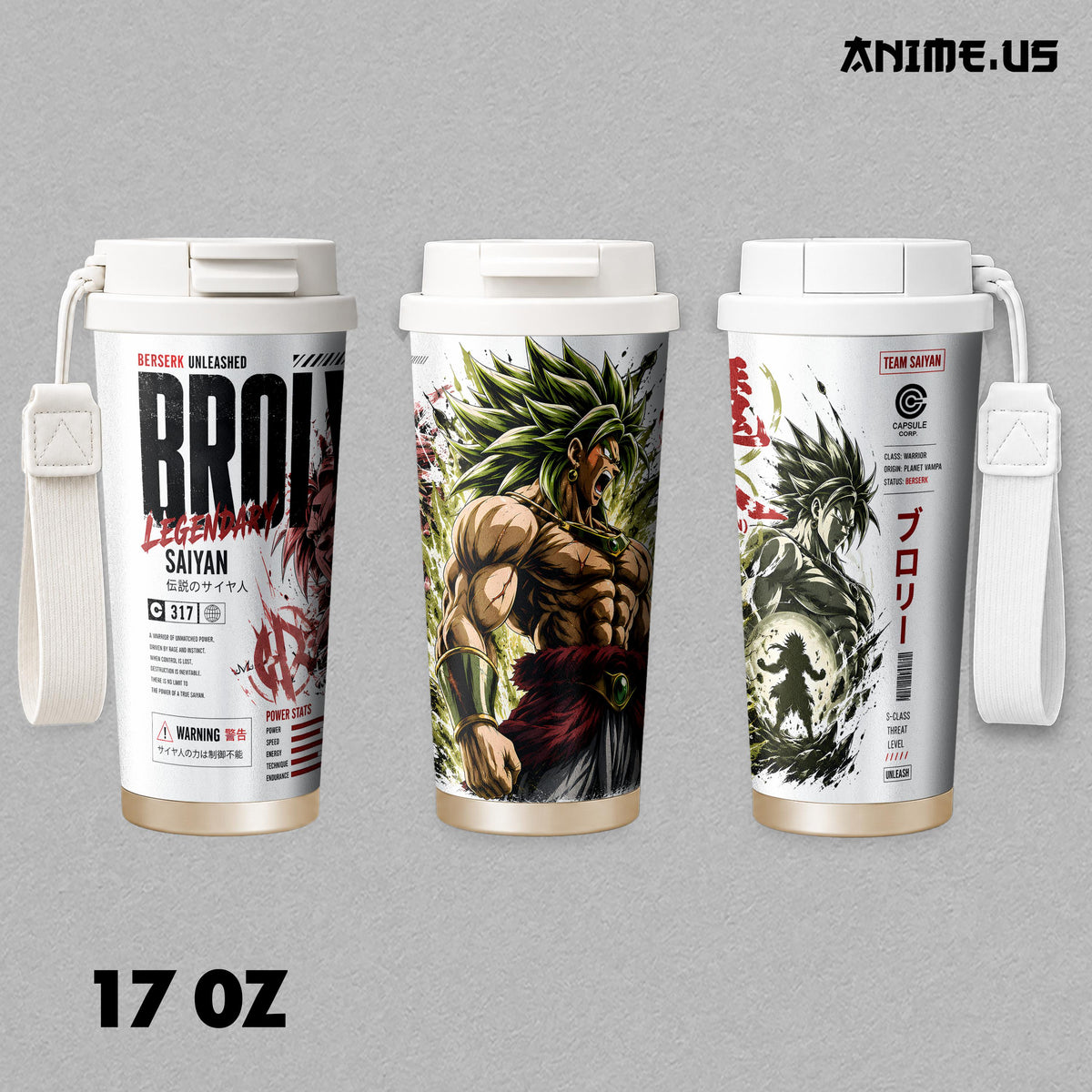 Broly Legendary Super Saiyan DBZ Anime Tumbler 17oz 24oz 30oz