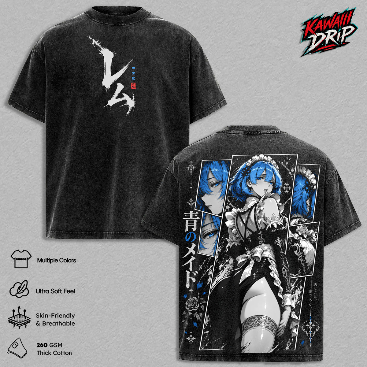 Rem Re Zero Anime Vintage Washed Tee