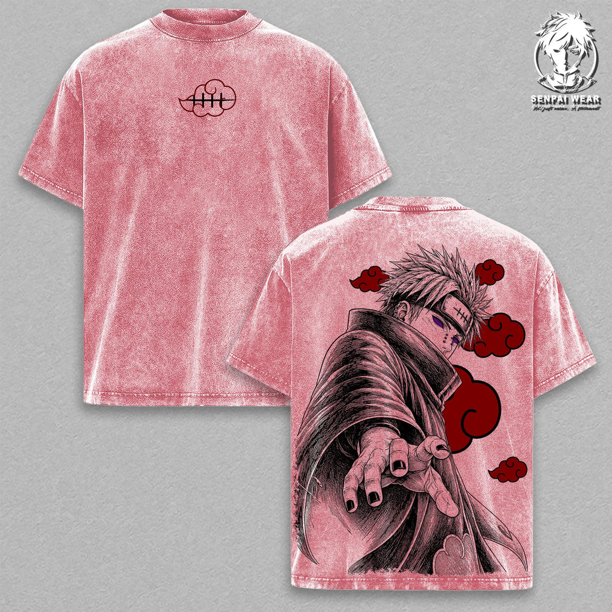 Pain – NRT Oversize Anime Graphic Tee, Acid Washed Heavy Cotton Shirt, Vintage Manga Streetwear, Unisex Casual Wear, Anime Merch, Gift for Anime Fans