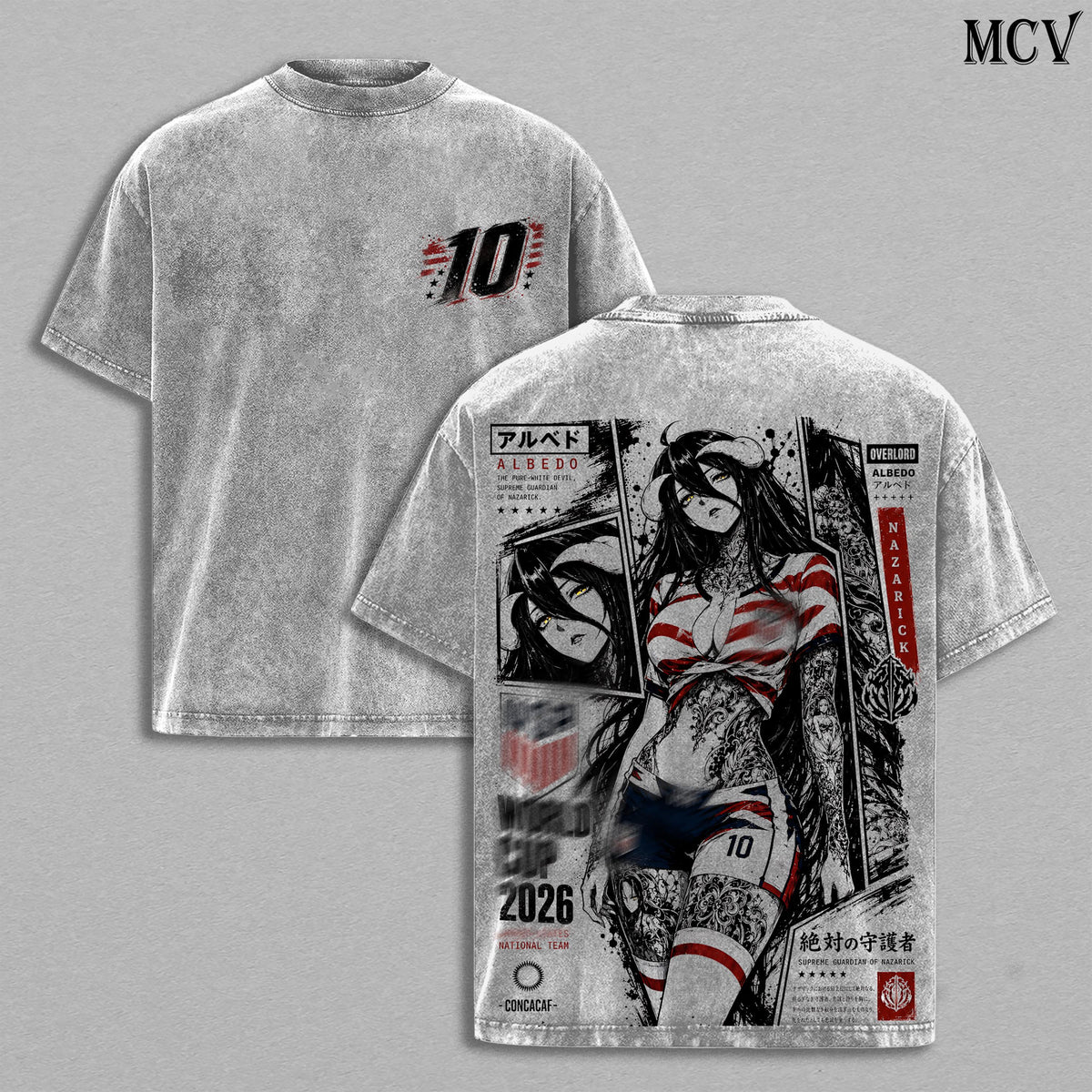 Albedo Overlord American's World Football 2026 Anime Vintage Washed Tee