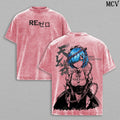 Rem Re:Zero Tee – Rem Vintage Washed T-Shirt | Best Girl | Blue Hair Waifu Anime Manga Graphic Tee | Heavy Cotton Unisex Oversized Streetwear Top