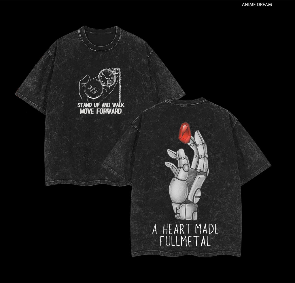Edward Elric Fullmetal Alchemist Anime Double Printed Vintage Washed Tee