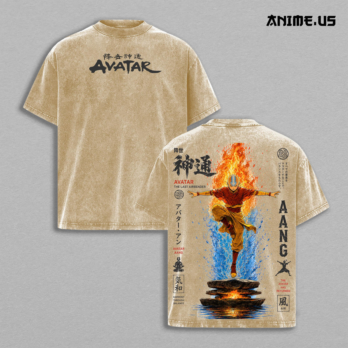 Avatar Aang The Last Airbender Avatar State Anime Vintage Washed Tee