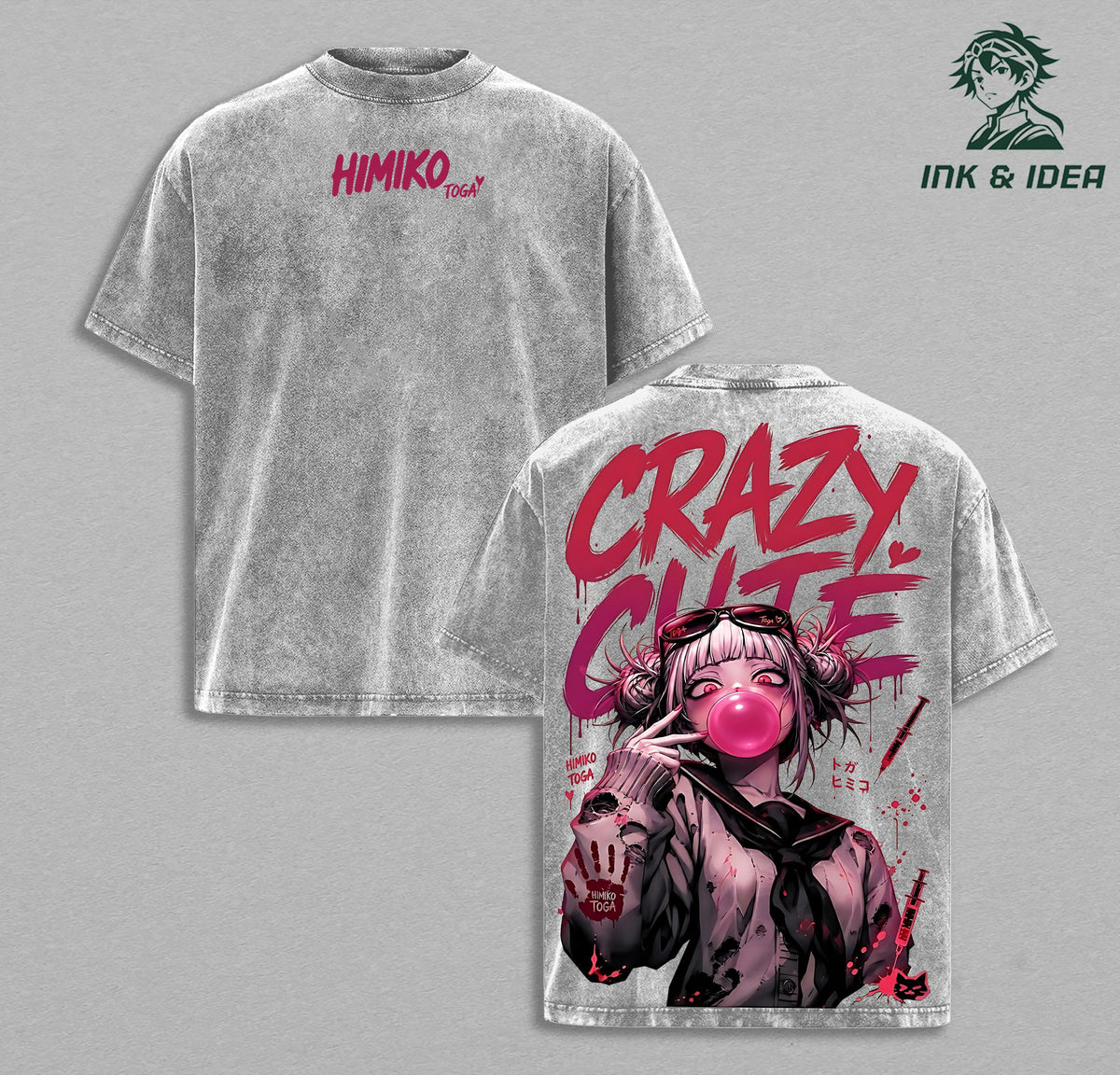 Himiko Toga Yandere Anime Vintage Washed Tee