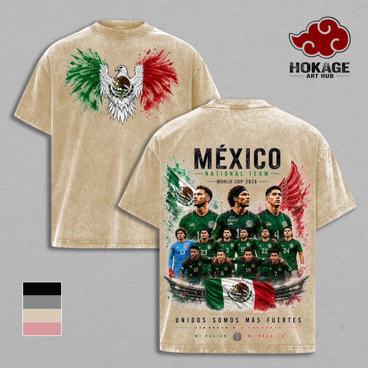 Mexico World Football Tour 2026 Team Lineup Vintage Washed Tee