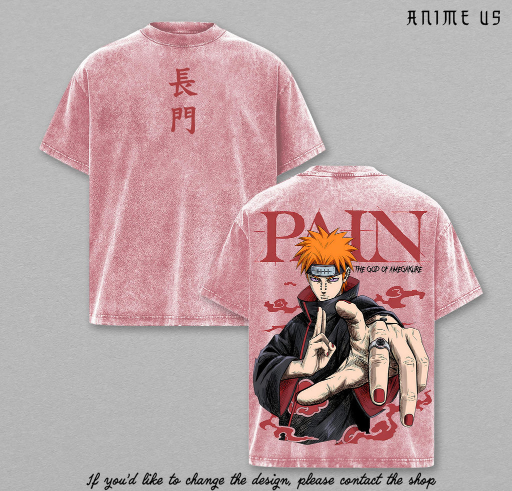 Pain Naruto Shippuden Nagato Rinnegan Anime Vintage Washed Tee