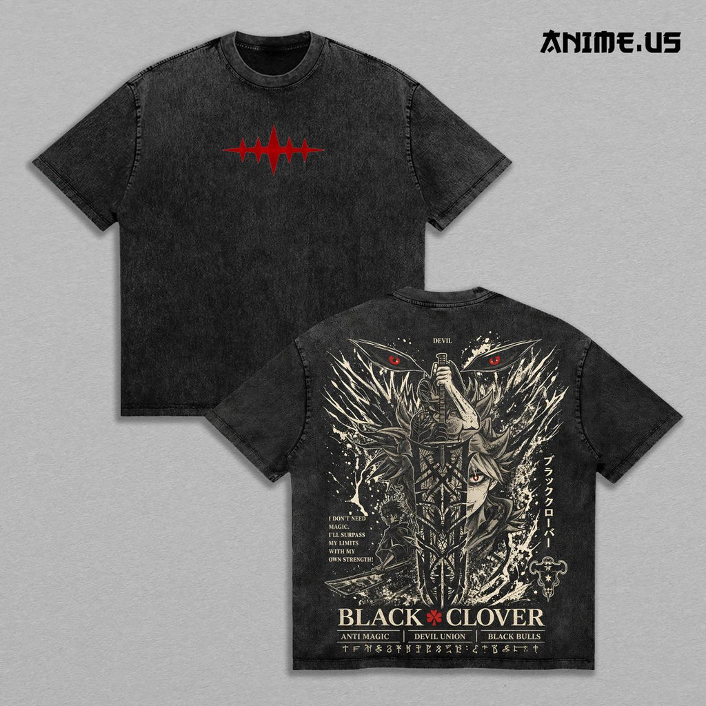Asta Black Clover Anti Magic Swordsman Anime Vintage Washed Tee
