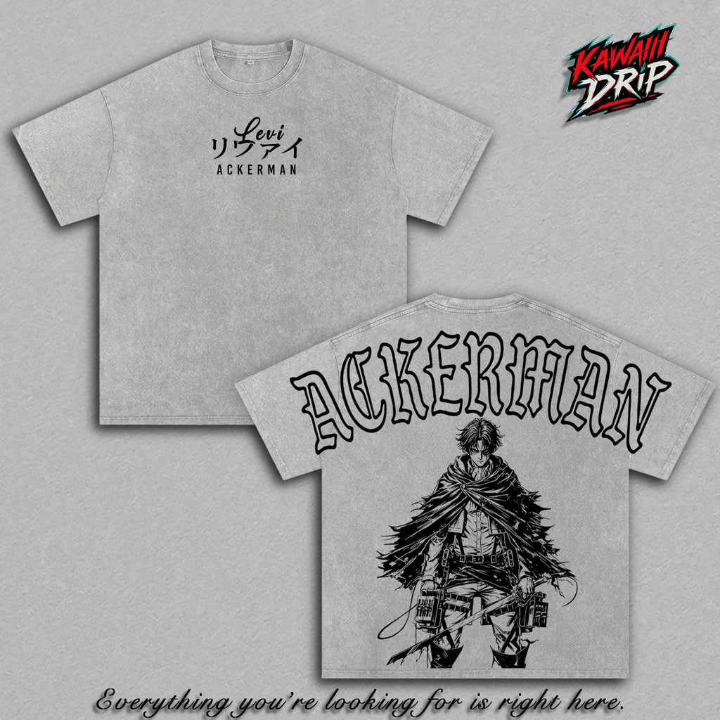 Levi Ackerman Attack on Titan AOT Anime Vintage Washed Tee