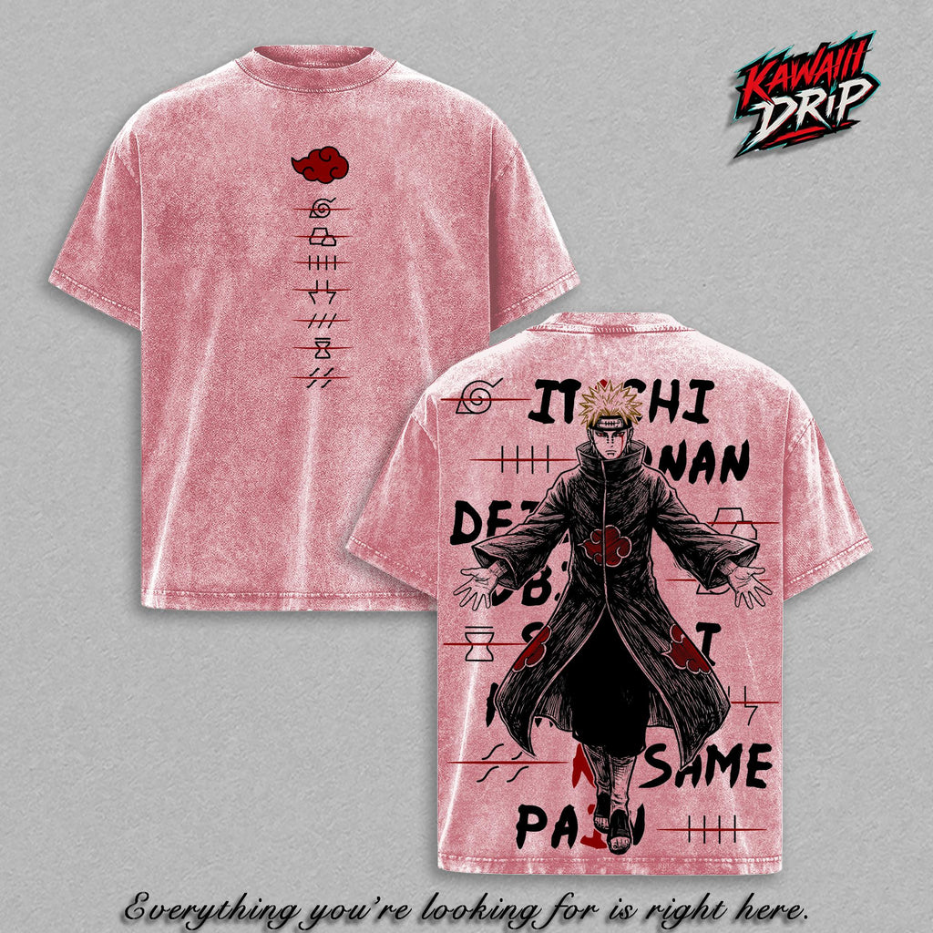 Pain Naruto Akatsuki Leader Rinnegan Anime Vintage Washed Tee
