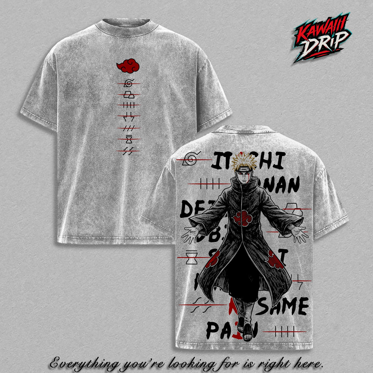 Pain Naruto Akatsuki Leader Rinnegan Anime Vintage Washed Tee