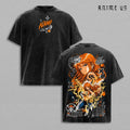 Nami Vintage Washed T-Shirt OP Anime Graphic Tee Oversized Streetwear Shirt Cat Burglar Manga Fan Gift Unisex Clothing