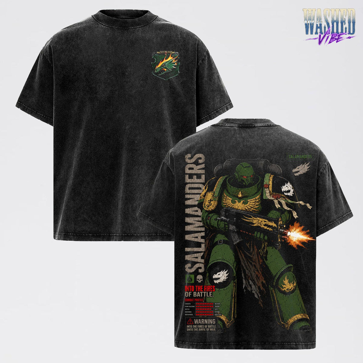 Salamanders Warhammer 40K Dawn of War IV Vintage Washed Tee