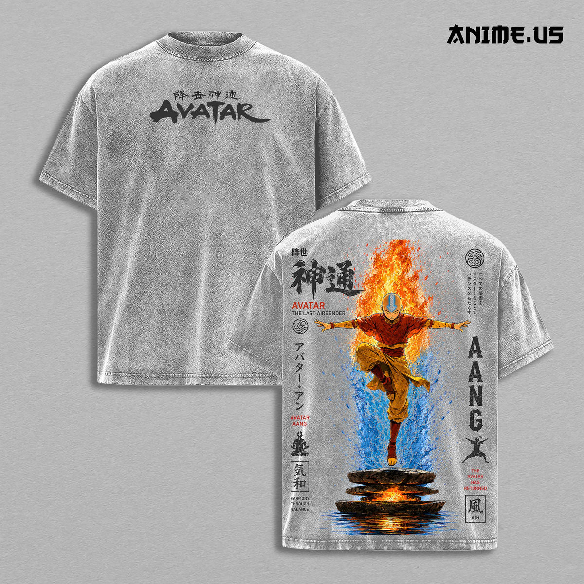 Avatar Aang The Last Airbender Avatar State Anime Vintage Washed Tee