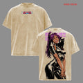 Yoruichi Shihoin Bleach Anime Double Printed Vintage Washed Tee Unisex Oversize Anime Manga Washed Heavyweight Cotton T-shirt