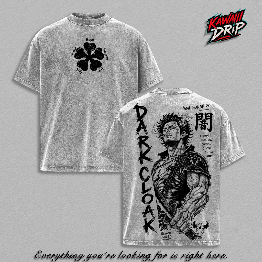 Yami Sukehiro Black Clover Dark Magic Captain Anime Vintage Washed Tee