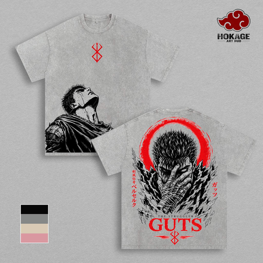 Guts Berserk Black Swordsman Anime Vintage Washed Tee