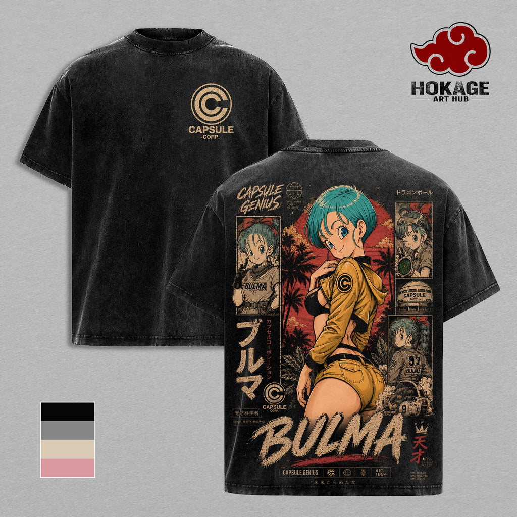 Bulma Capsule Corp DBZ Anime Vintage Washed Tee