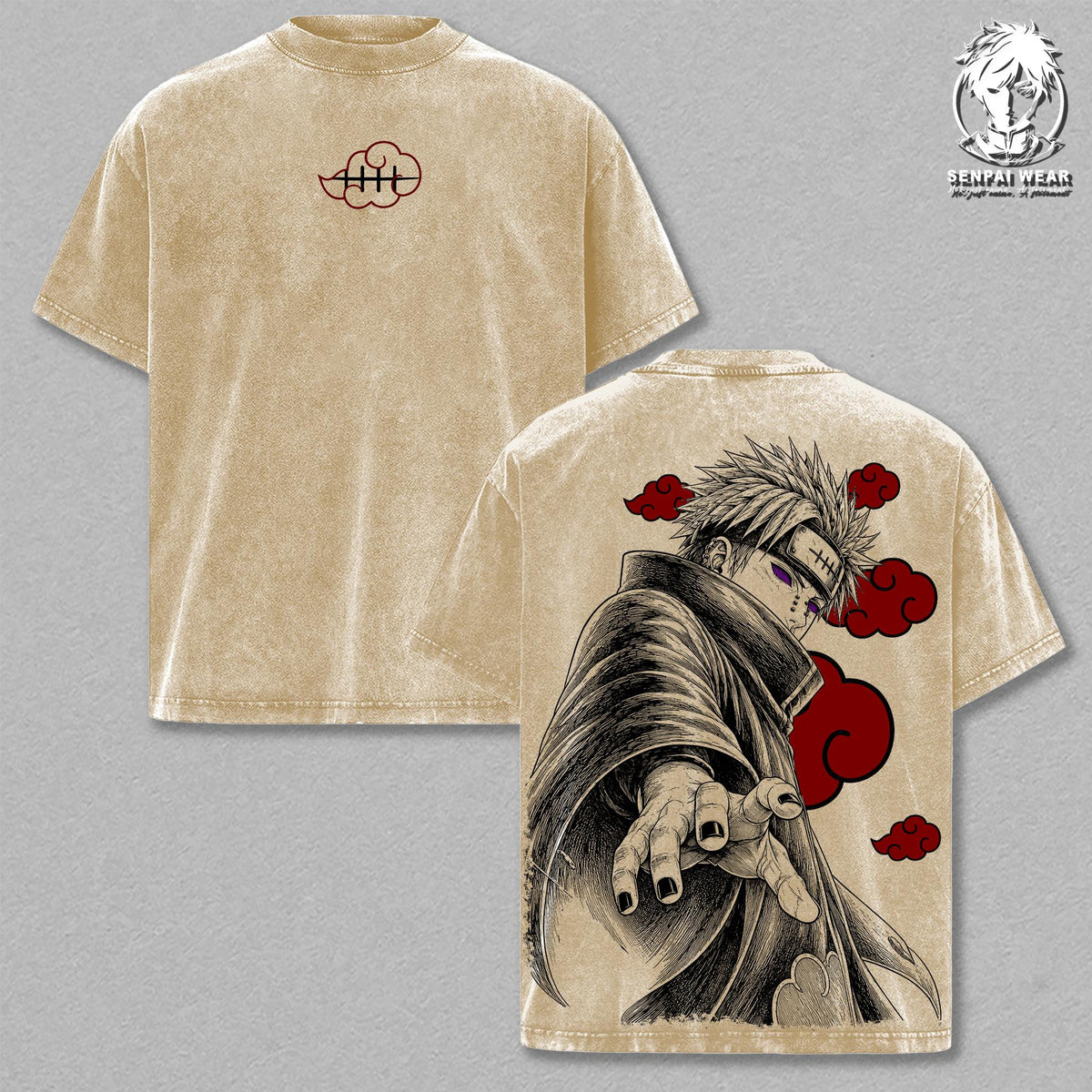 Pain – NRT Oversize Anime Graphic Tee, Acid Washed Heavy Cotton Shirt, Vintage Manga Streetwear, Unisex Casual Wear, Anime Merch, Gift for Anime Fans