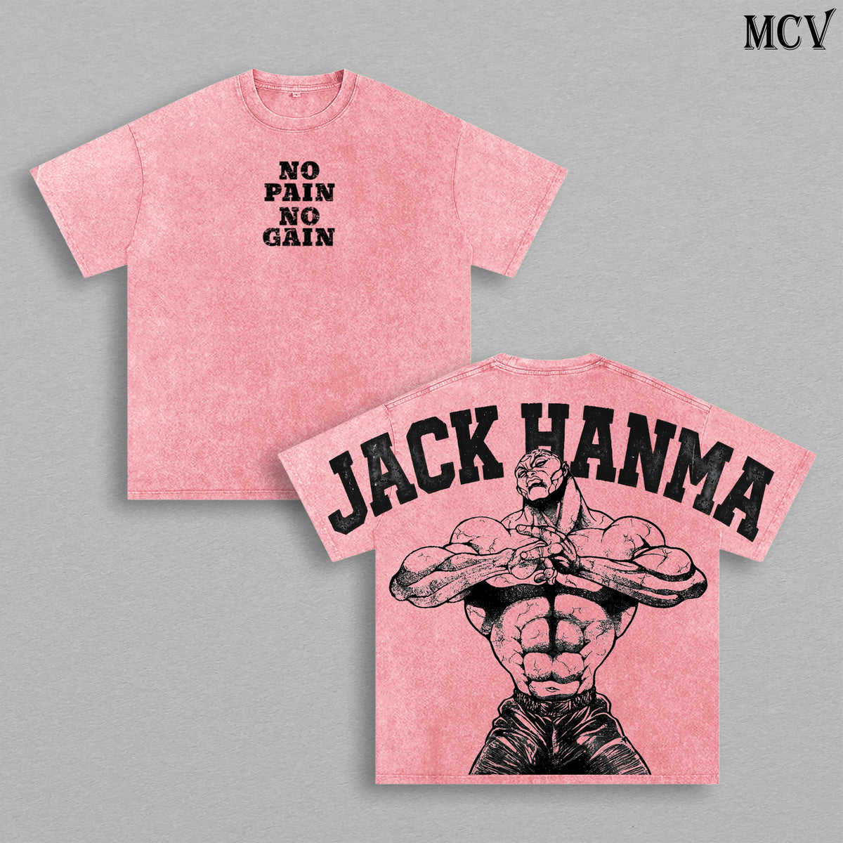 Jack Hanma Baki Gym Bite Style Anime Vintage Washed Tee