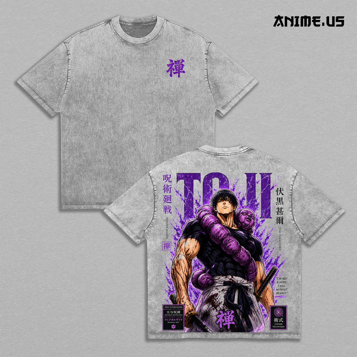 Toji Fushiguro Jujutsu Kaisen Heavenly Restriction Anime Vintage Washed Tee