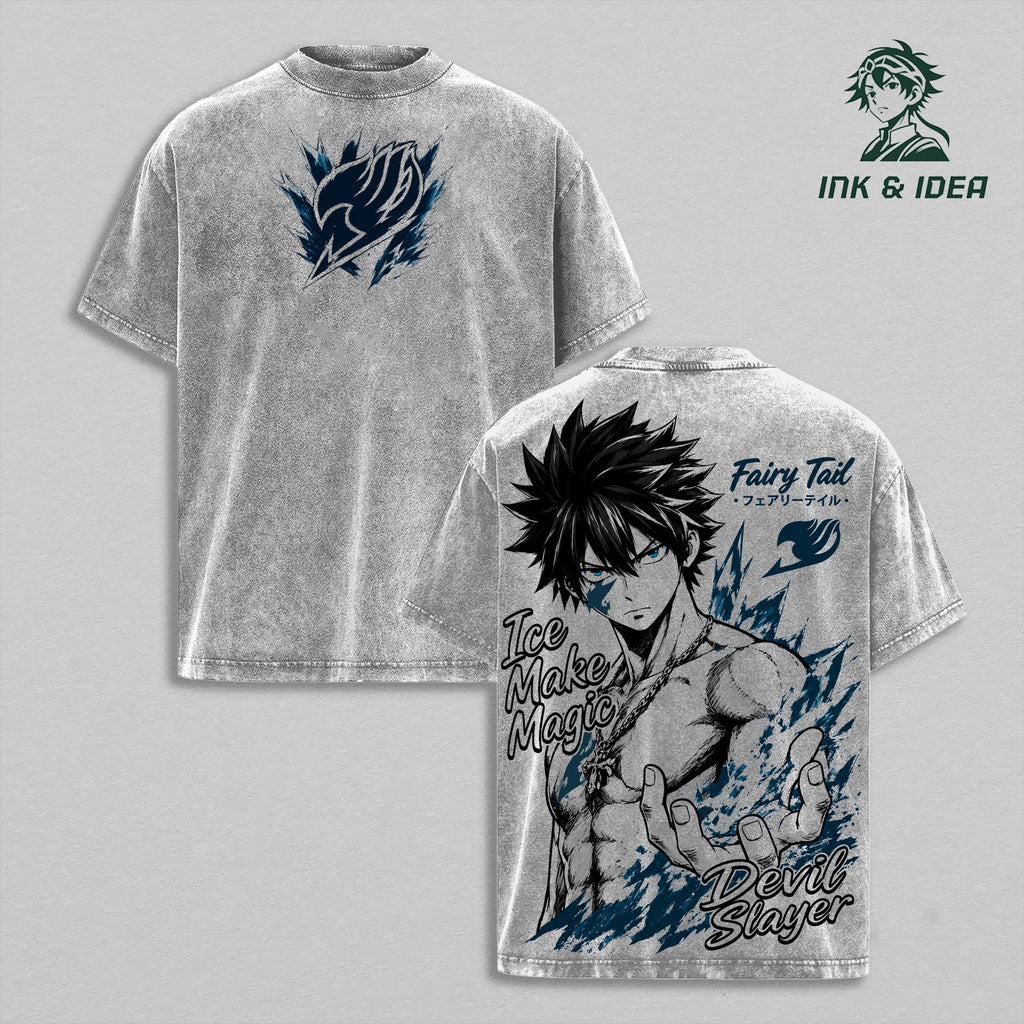 Gray Fullbuster Ice Devil Slayer Fairy Tail Anime Vintage Washed Tee