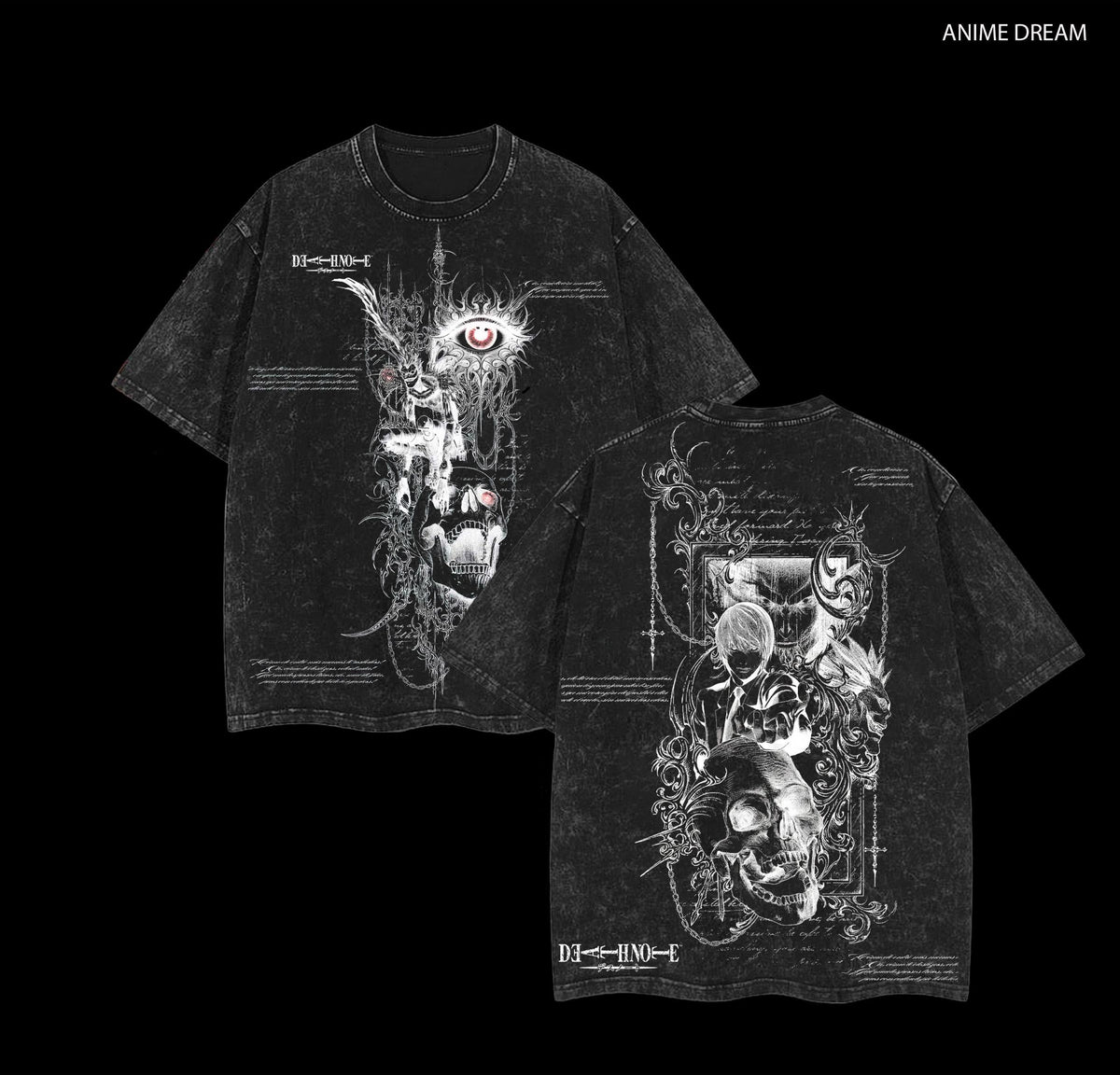 Death Note Anime Double Printed Vintage Washed Tee