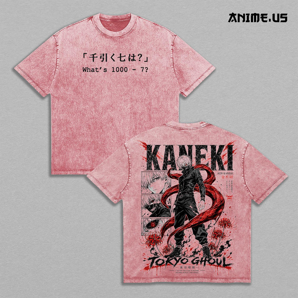 Ken Kaneki Tokyo Ghoul 1000 Minus 7 Anime Vintage Washed Tee
