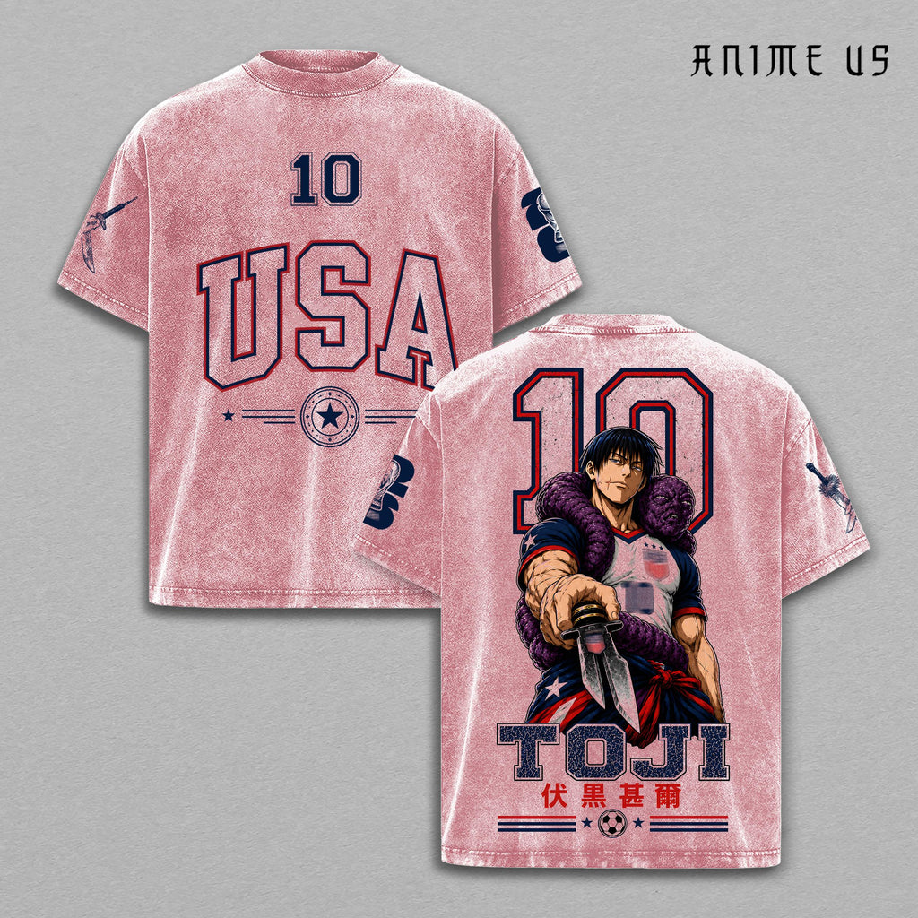 USA World Football 2026 Toji Dark Sorcerer Anime Vintage Washed Tee
