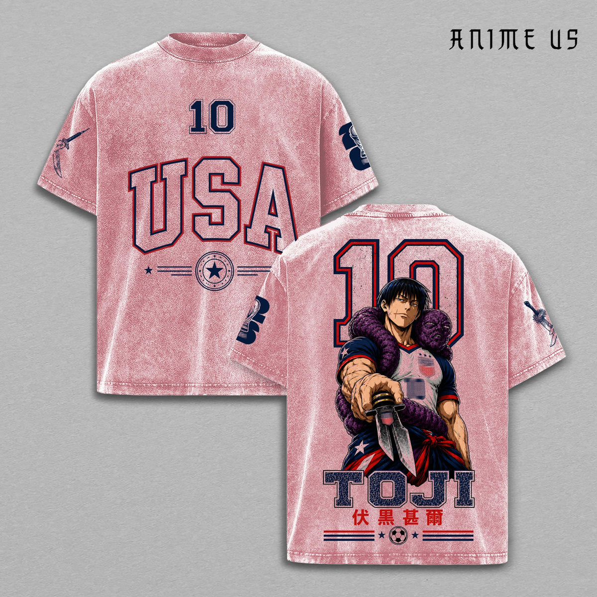 USA World Football 2026 Toji Dark Sorcerer Anime Vintage Washed Tee
