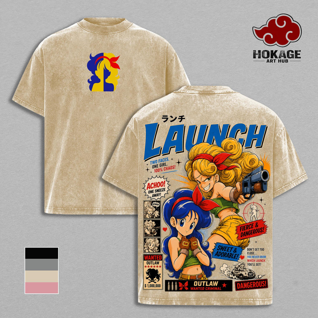 Launchh DBZ Blonde Outlaw Anime Vintage Washed Tee