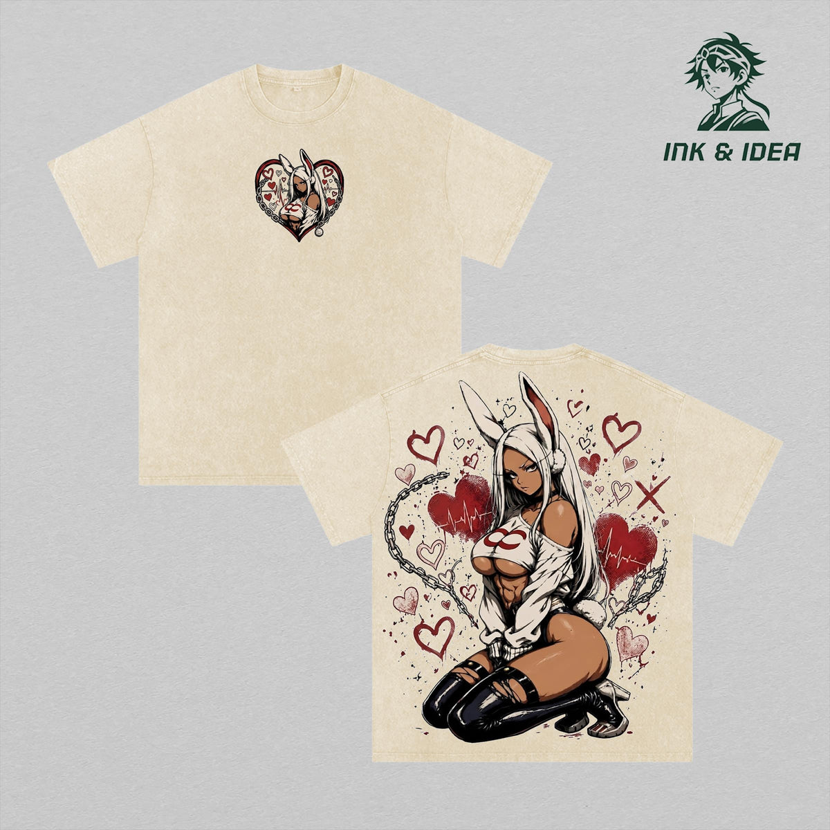 Mirko Bunny Hero Vintage Washed Anime Tee, My Hero Academia Rabbit Hero Graphic Shirt, Anime Streetwear Oversized T-Shirt