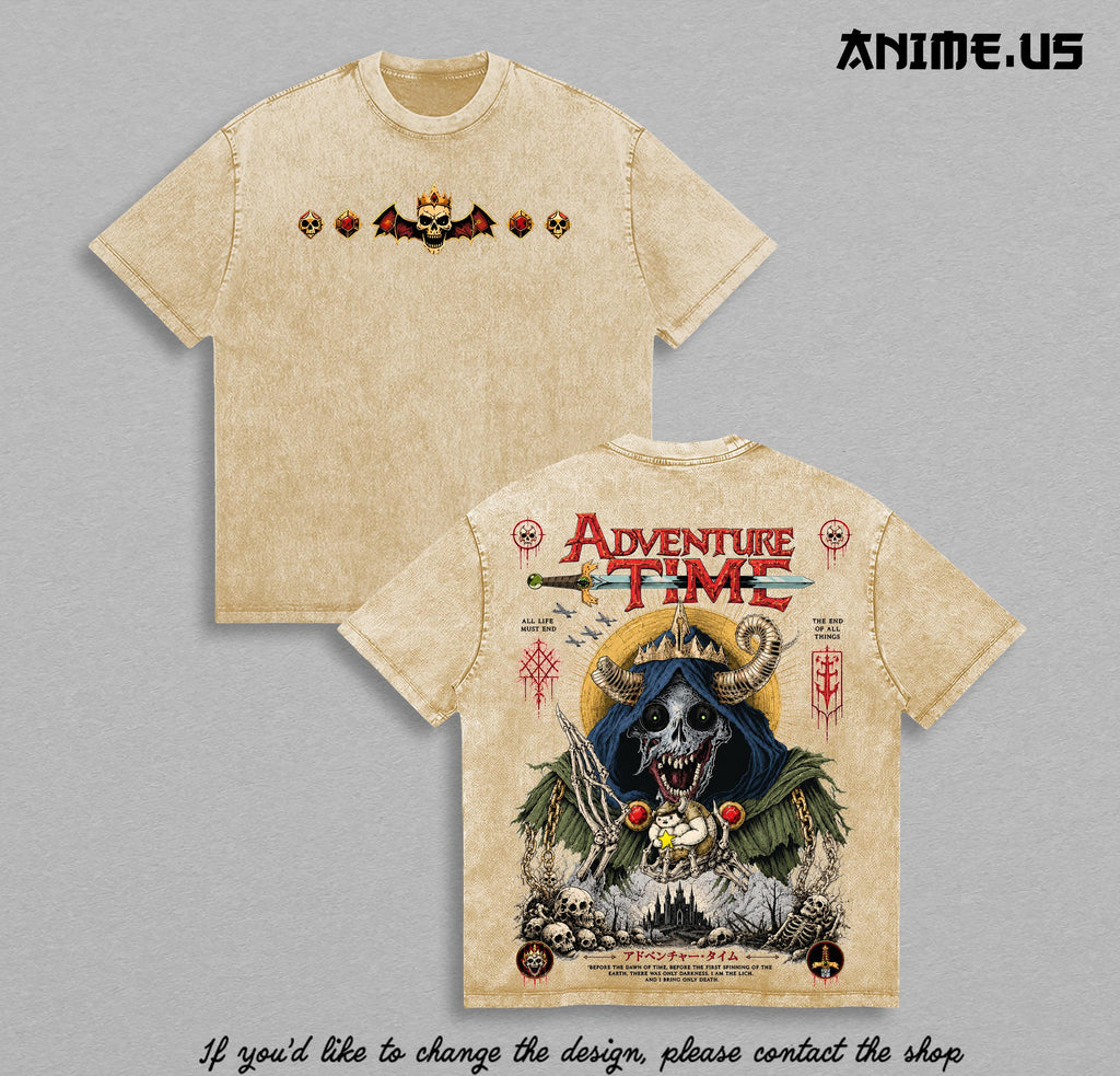 Adventure Time The Lich Vintage Washed Graphic T-Shirt | Dark Fantasy Heavy Metal Art Oversized Heavyweight Cotton Streetwear Dark Lord Skeleton Tee