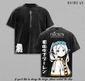 Frieren Beyond Journey’s End Vintage Washed Shirt Japanese Kanji Anime Tee Elf Mage Manga Streetwear