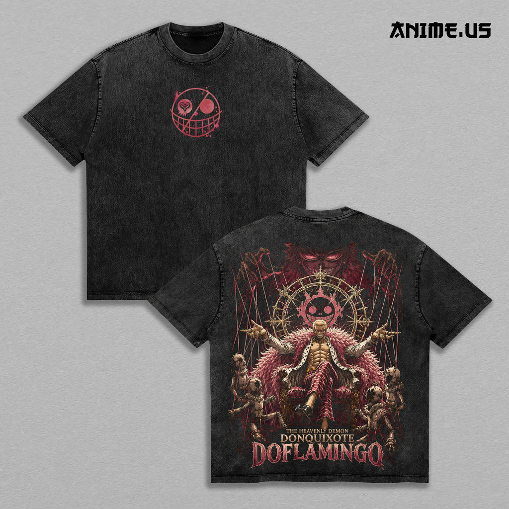 Donquixote Doflamingo One Piece Heavenly Demon Anime Vintage Washed Tee