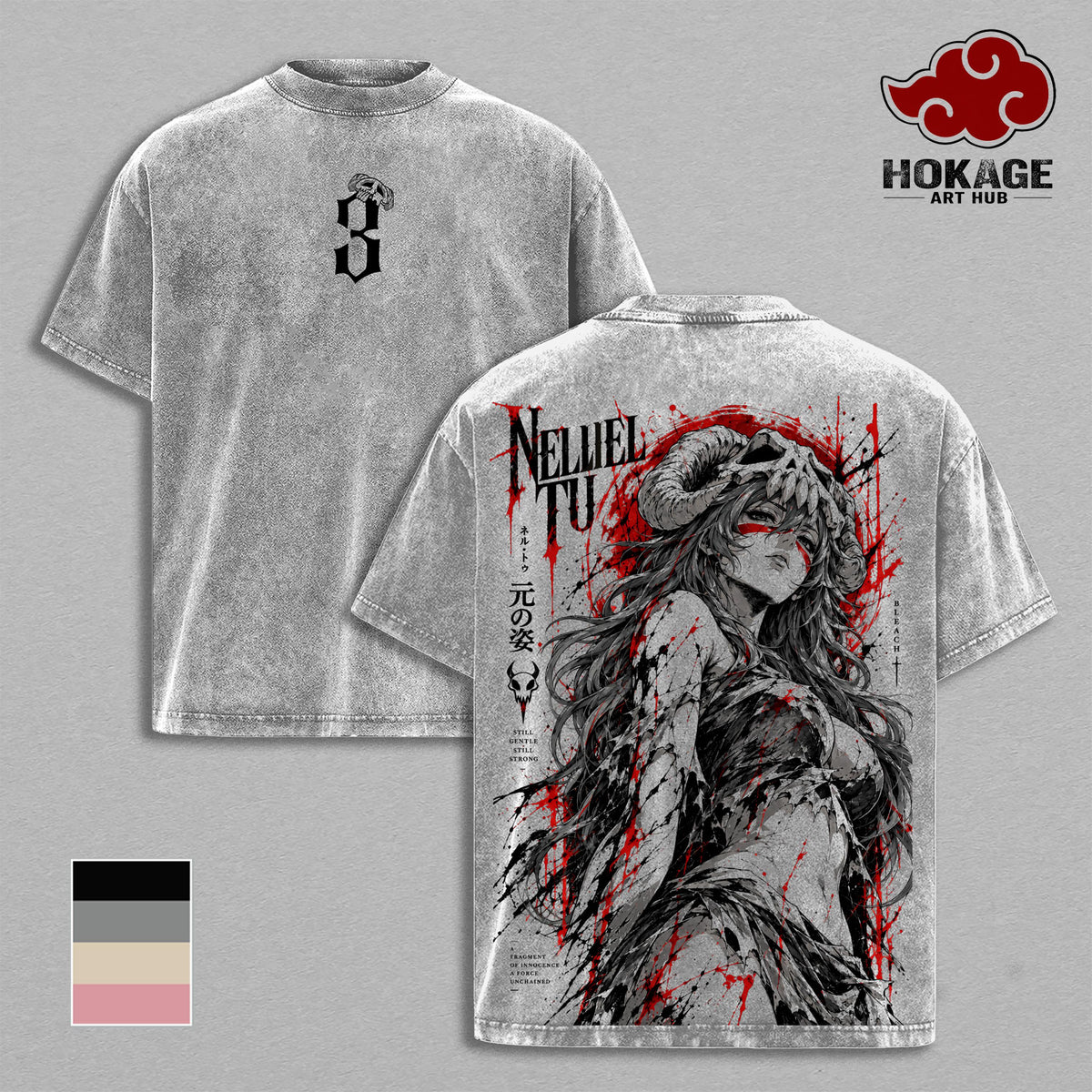 Nel Bleach T-Shirt, Espada No.3 Arrancar Anime Graphic Tee, Vintage Manga Shirt, Heavyweight Oversized Anime Streetwear