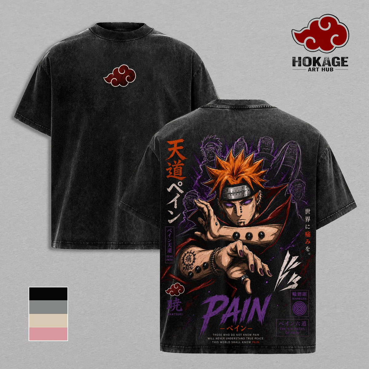 Pain Akatsuki Naruto Anime Vintage Washed Tee