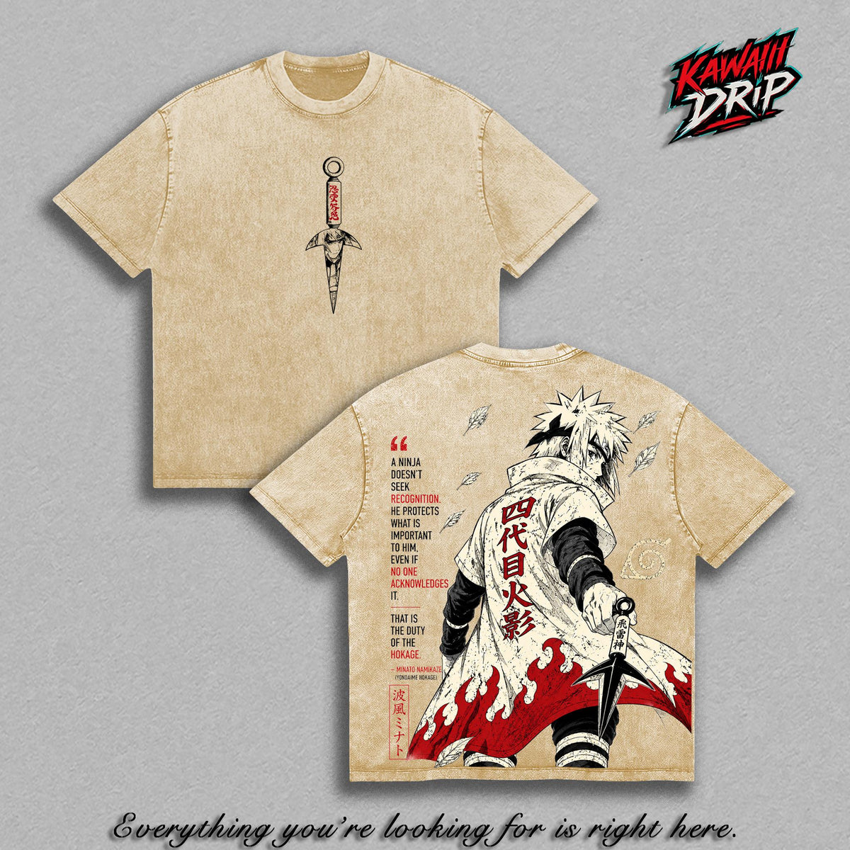 Minato Namikaze Fourth Hokage Narutoo Shippuden Anime Vintage Washed Tee