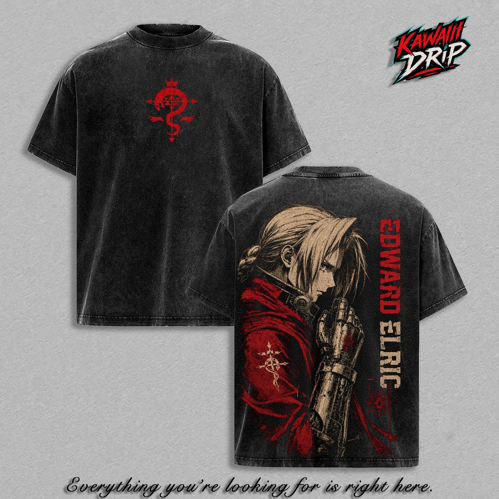 Edward Elric Fullmetal Alchemist Anime Graphic Vintage Washed Tee