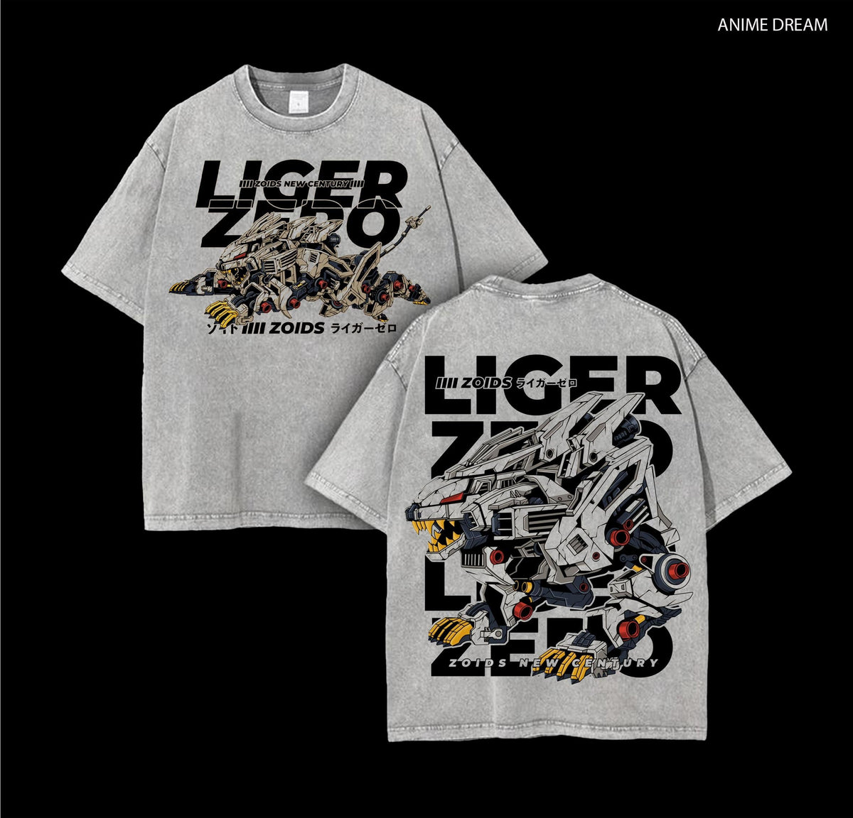 Zoids Liger Zero T-Shirt, Oversized Washed Vintage Anime Tee, Mecha Robot Graphic Shirt, Retro 90s Japanese Anime Streetwear