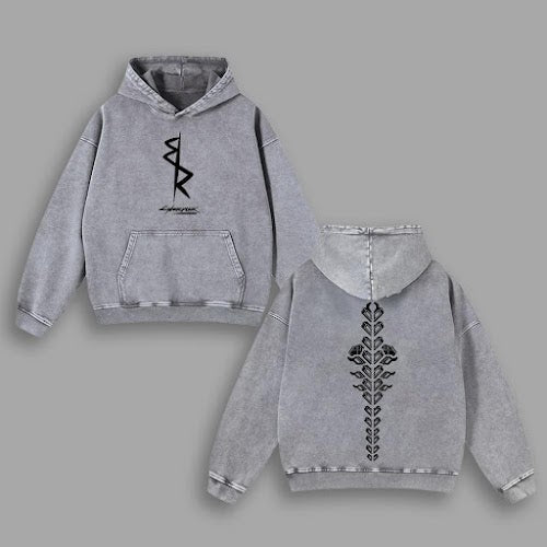 Cyberpunk Anime Double Printed Washed Hoodie Oversize Unisex, Cool Anime Streetwear Design Hoodie, Urban Outfit Anime Merch Summer Fashion Clothes Top