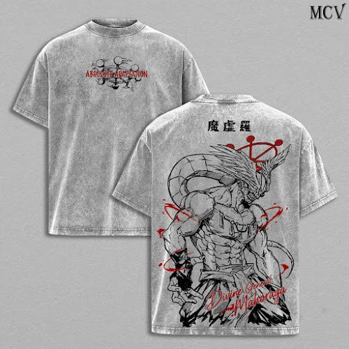 Mahoraga JJK Anime Vintage Washed Tee & Hoodie