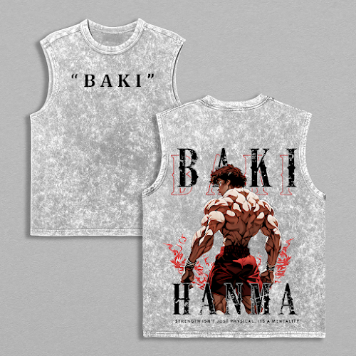 Baki Hanma Pump Cover Workout Anime Vintage Washed Tee