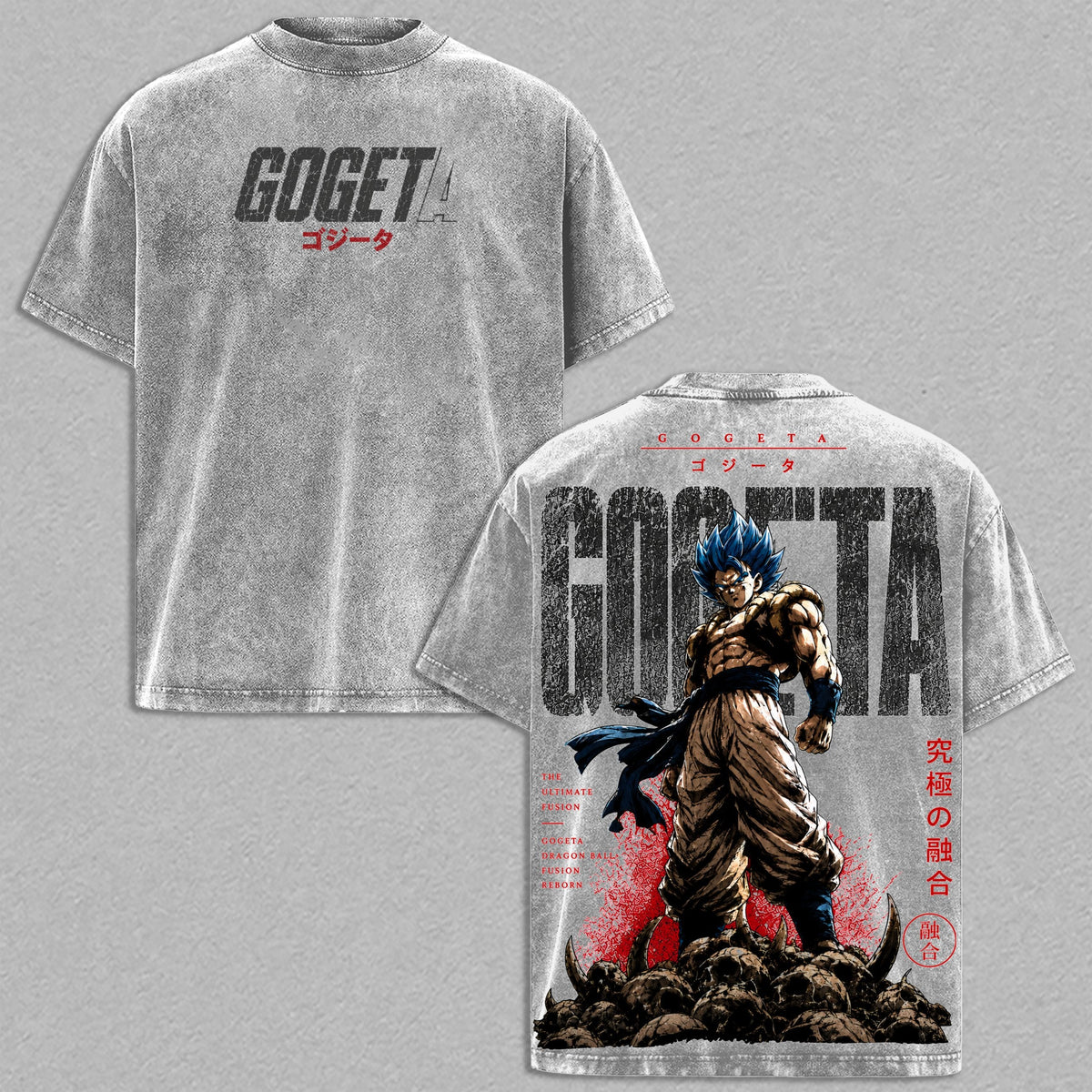 Gogeta Fusion Warrior Dragon Ball vintage washed t-shirt - Gray