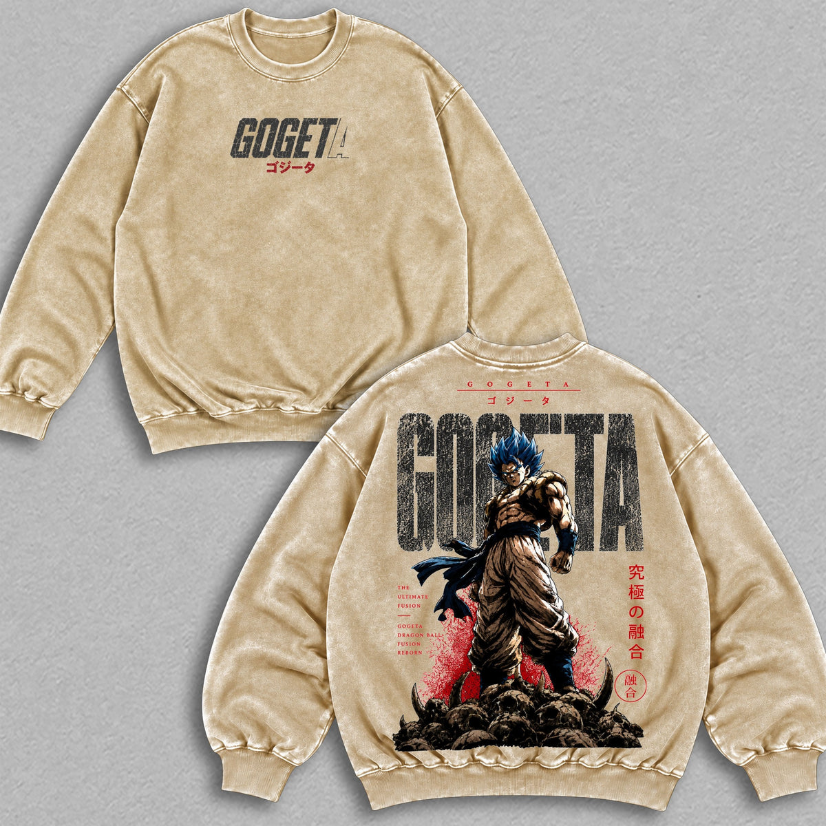 Gogeta Fusion Warrior Dragon Ball vintage washed sweatshirt - Apricot