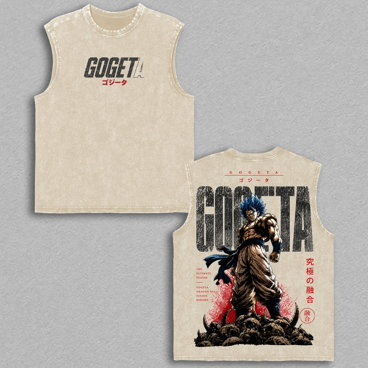 Gogeta Fusion Warrior Dragon Ball vintage washed tanktop - Apricot