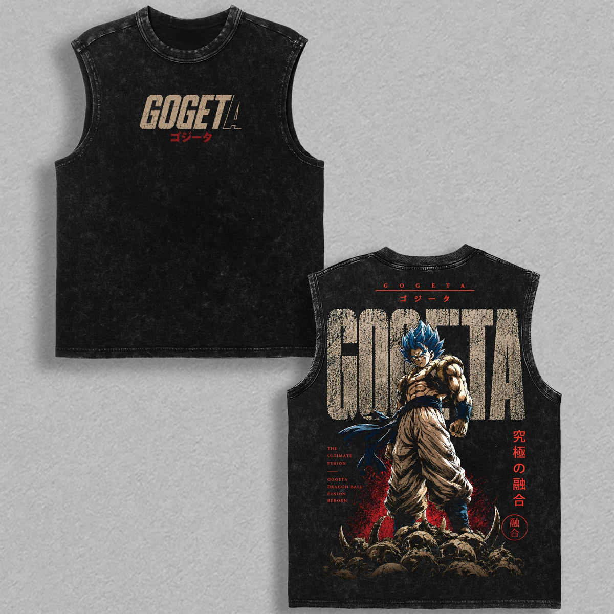 Gogeta Fusion Warrior Dragon Ball vintage washed tanktop - Black